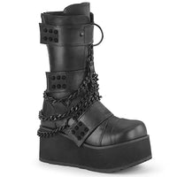 3 1/4 Inch Platform 3 Hook and Loop Strap Mid-Calf Boot, Back Zip - TRASHVILLE-138