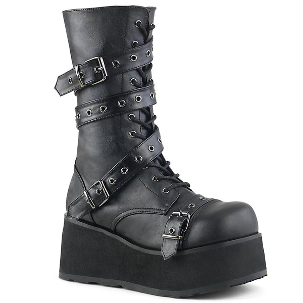 3 1/4 Inch Platform Goth Punk Calf Bt W/ Wrap Around Strap - TRASHVILLE-205