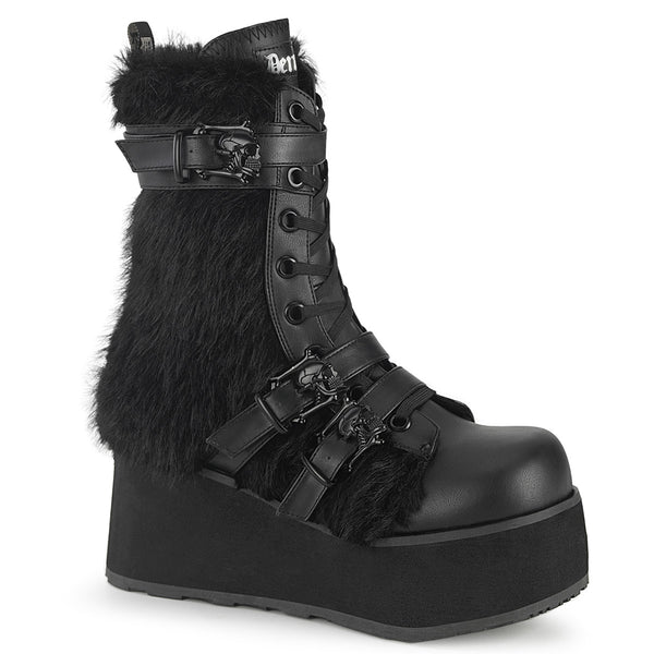 3 1/4 Inch Platform Lace-Up Mid-Calf Boot, Side Zip - TRASHVILLE-218