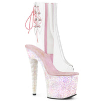 7 Inch Heel, 3 1/4 Inch Platform Open Toe/Heel Ankle Boot w/ Unicorn Heel - UNICORN-1018C