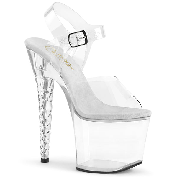 7 Inch Heel, 3 1/4 Inch Platform Ankle Strap Sandal w/Unicorn Heel - UNICORN-708