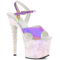 7 Inch Heel, 3 1/4 Inch Platform Ankle Strap Sandal w/ Unicorn Heel - UNICORN-711LG