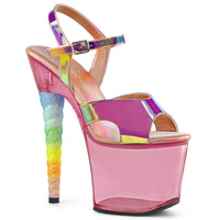 7 Inch Heel, 3 1/4 Inch Platform Ankle Strap Sandal w/ Unicorn Heel - UNICORN-711T