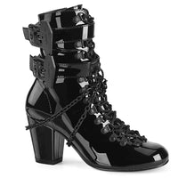3 Inch Block Heel Round Toe D-ring Lace-Up Ankle Boot, Size Zip - VIVIKA-128