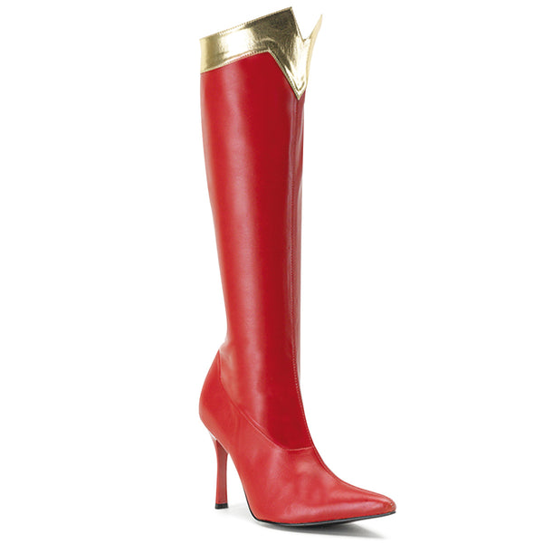 3 3/4 Inch Heel Super Hero Boot, Wonder Woman Red and Gold Boot - WONDER-130